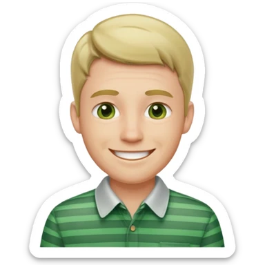 Man with green Striped Shirt not a t shirt sticker