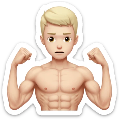 A skinny guy imagines himself getting stronger. sticker