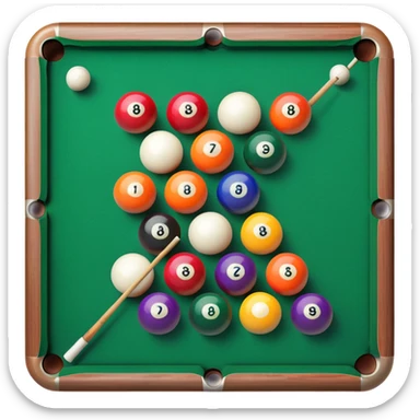 billiards pool table with cue ball and colorful balls sticker