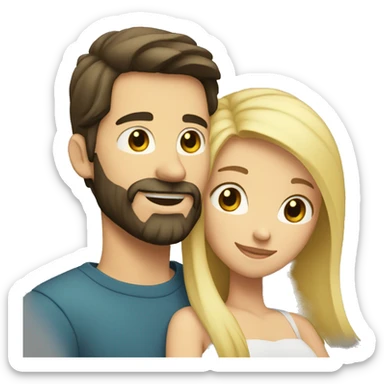 white male dark hair with beard hugging blonde woman sticker