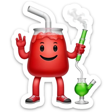 Kool-Aid man with legs smoking a bong sticker