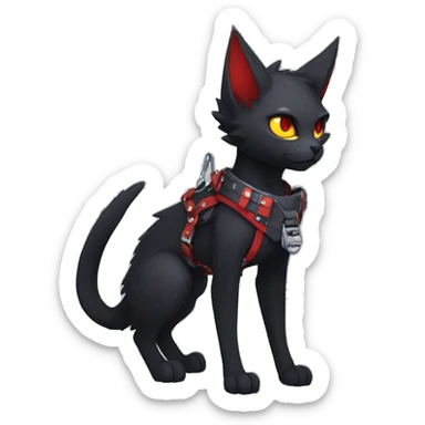 cool edgy black punk red ethereal fantasy nargacuga-bat-cat-Fakemon collar harness full body sticker