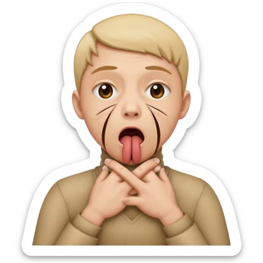 criss cross hands around throat choking self emoji tongue out sticker