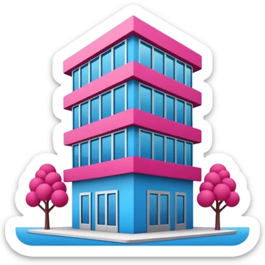 The building houses the Ozon order pickup point in its signature blue (digital blue) and raspberry colors. sticker