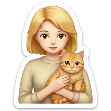 a girl holding the golden british short hair sticker