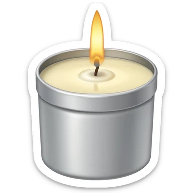 Vanilla candle – cream-colored wax in a silver tin sticker