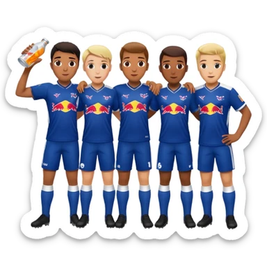 Red bull energy drink imogi for soccer players drinking red bull energy drink while playing soccer sticker