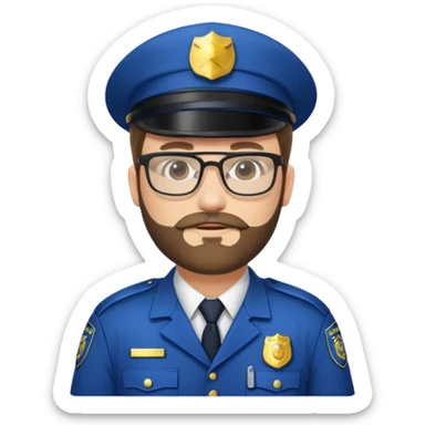 Police officer with glasses and beards(white uniform) sticker