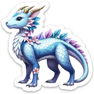 Shiny Glossy Pastel Light Divine Reptilian Draconian Furry Scaly Hairy Feathery Bovine Goated Feline Beautiful Floral Snowy Pretty Absol-Amaura-Suicune-Cobalion-fusion, full body sticker