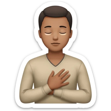 una mano en pecho ojos cerrados hombre multirracial sticker