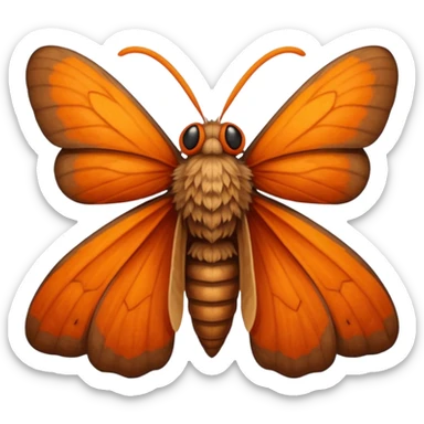 a moth head with orange antennas, slightly brown head sticker