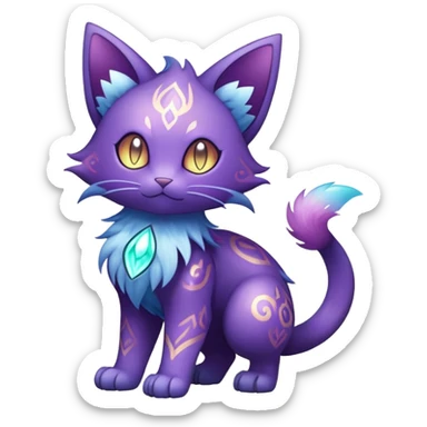 Shiny Magical Elemental Mysterious Purrloin-Delcatty-Pokémon-Fakémon-hybrid-creature (full body) sticker