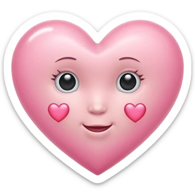 A baby pink heart shape in iOS emoji style, 3D icon, plastic texture, soft reflection, minimalist design. sticker