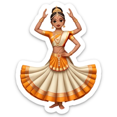 cinematic-realistic-bharatanatyam-dance-emoji,-depicted-as-an-elegant-classical-indian-dance-performance-with-graceful-poses,-intricate-costumes,-and-expressive-hand-gestures,-rendered-with-rich-textures-and-warm-dramatic-lighting, single dancer full body  sticker