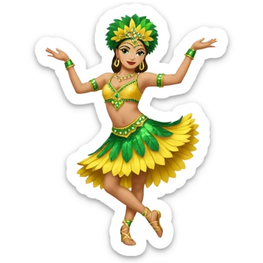 bailarina de samba de brasil cuerpo entero bailando quiero que lleve colores amarillos y verdes  sticker
