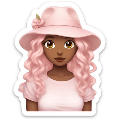 Gorgeous pastel anime girl with blushing face and hair garnitures and pretty hair and a hat aesthetic trending style sticker