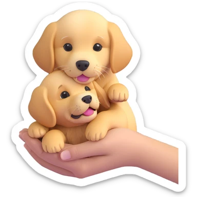 Change the corgi in the grandmother's hands to a golden retriever puppy in the same 3D emoji style, keeping the rest of the image unchanged and the background transparent. sticker