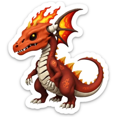 Skeletal Fiery Volcanic Cubone-Salandit-Marowak-Duskull-dragon sticker