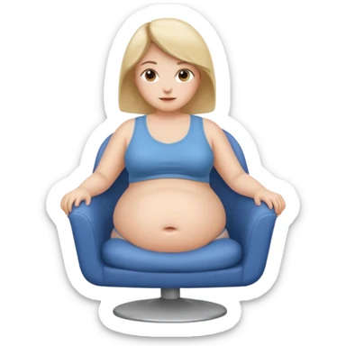 woman with unnaturally round belly (belly the size of a chair) sticker