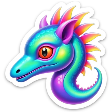 An exotic neon colorful unique bizarre eccentric Fakémon-creature sticker