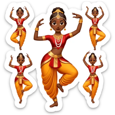 cinematic-realistic-bharatanatyam-dance-emoji,-depicted-as-an-elegant-classical-indian-dance-performance-with-graceful-poses,-intricate-costumes,-and-expressive-hand-gestures,-rendered-with-rich-textures-and-warm-dramatic-lighting, single dancer full body  sticker