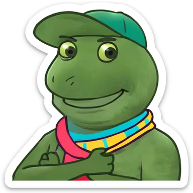 Arms crossed holding neck laughing guy  sticker