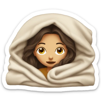 Brunette girl inside a blanket sipping coffee eyes closed sticker