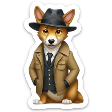 A dingo dressed as a detective sticker