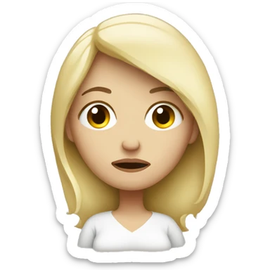 white blonde woman pregnant with sad face sticker