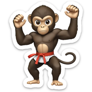 A black monkey doing karate sticker