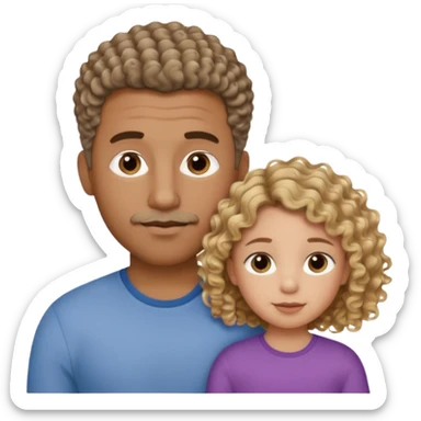 Brown dad with short fade with his two daughtersbone who is 5 and has curly brown and blone hair and one who is smaller who has wavy hair mixed race sticker