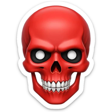 The image features a stylized red skull against a black background.
The image is composed primarily of two colors: a vibrant red for the skull and a deep black for the background. The skull occupies a large portion of the image and is drawn in a minimalist style, almost like a silhouette.  sticker