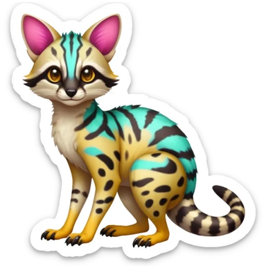  Exotic randomly colored colorful cute neon-colored Fakémon-Fionbri-Vernid-Genet-creature with markings (full body) sticker