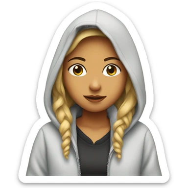 Girl with a hoodie listing to music sticker