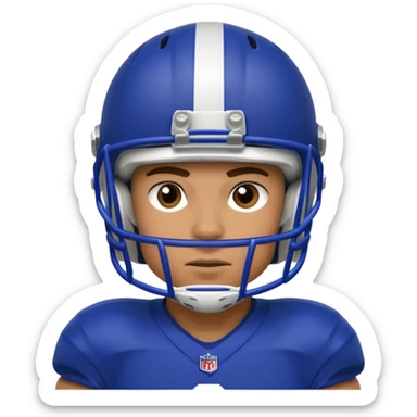 College football player helmet in deep royal blue color add face sticker
