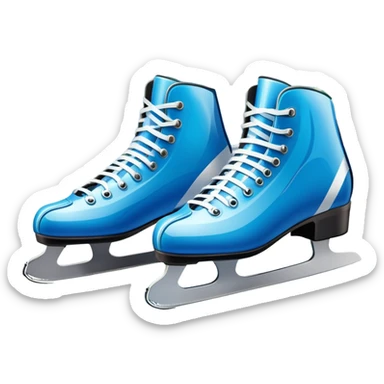 An icon showing close-up speed skating boots with long blades gliding across smooth ice. In the background, a professional racing track curves through a snowy winter landscape with mountains and pine trees under a bright sky. Transparent background enhances the dynamic scene. sticker