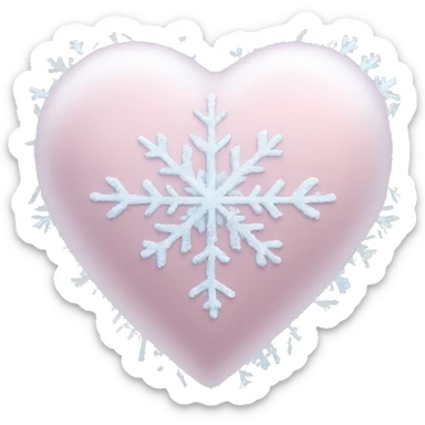 frozen icy pale pink heart with snowflakes on top sticker