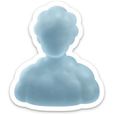 A person from the shoulders up, entirely composed of fluffy white convex clouds sticker