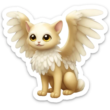 shy cute winged animal hybrid full body sticker
