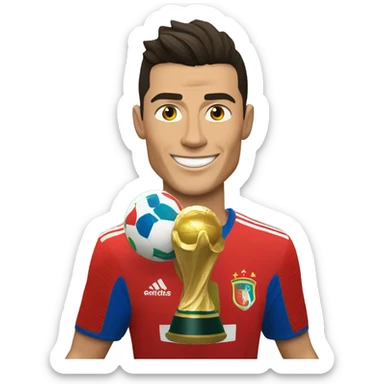 Cristiano Ronaldo con la copa del mundo sticker