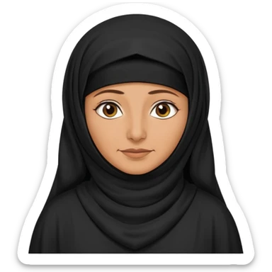 an old emirati women wearing traditional cloths covers her face with burg'a a;; the cloths and burqa'a are black no accessories UAE vibes sticker