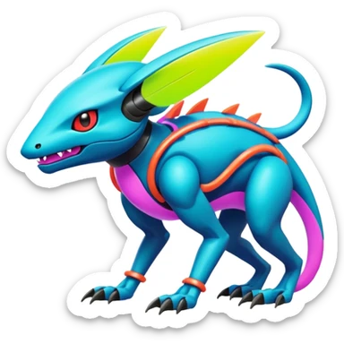  exotic tropical cyber-Protogen-Fakémon-Pokémon-Vernid-creature sticker