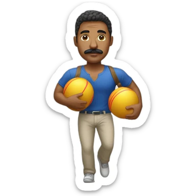  Expressively strenuously carrying heavy balls white Cuban Man with mustache sticker