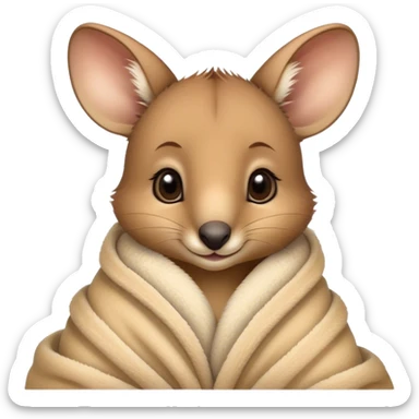 Cute baby wallaby cozy in blanket sticker