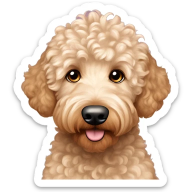 Goldendoodle-Shorthair, Mowhawk Curly top brown eye long redish curly eye-lashed short-fur male goldendoodle sweetie dog sticker
