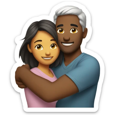 couple hug with warm smiles sticker