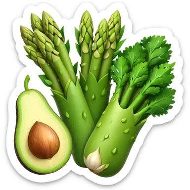 asparagus,avocado, broccoli, garlic sticker