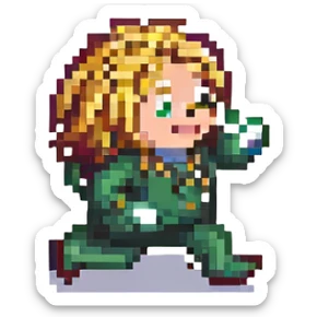 Peppino Spaghetti from Pizza Tower, pixel art style, running animation frame, exaggerated movement, no background sticker