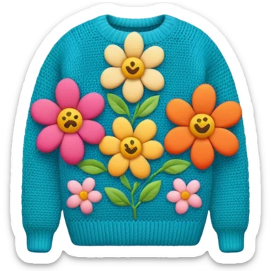 Knit with floral design sticker