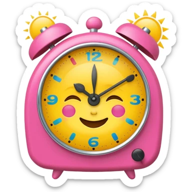 party, alarm clock, sunset MORE SUNSET. SLEEPY. Don't put a person there. Default emoji face sticker